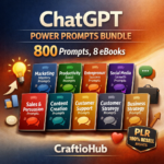 ChatGPT Power Prompts eBook Bundle: 800 Prompts, 8 Editable Books + PLR | CraftioHub