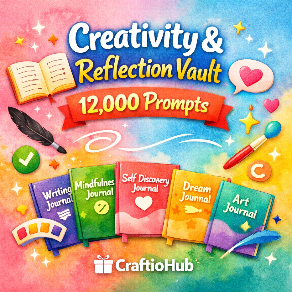 12000prompt Creativity & Reflection Vault: 12,000 Prompts for Journaling, Writing & Self-Growth | CraftioHub - Image 1
